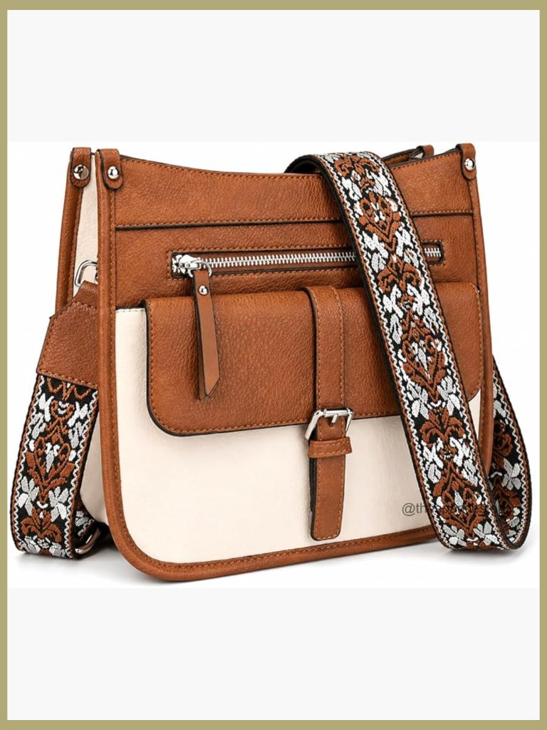 Medium Vegan Leather Crossbody Purse With Wide Adjustable Strap, Multi Pocket